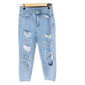 Shein‎ Lightwash Distressed Straight Leg Jeans Size S